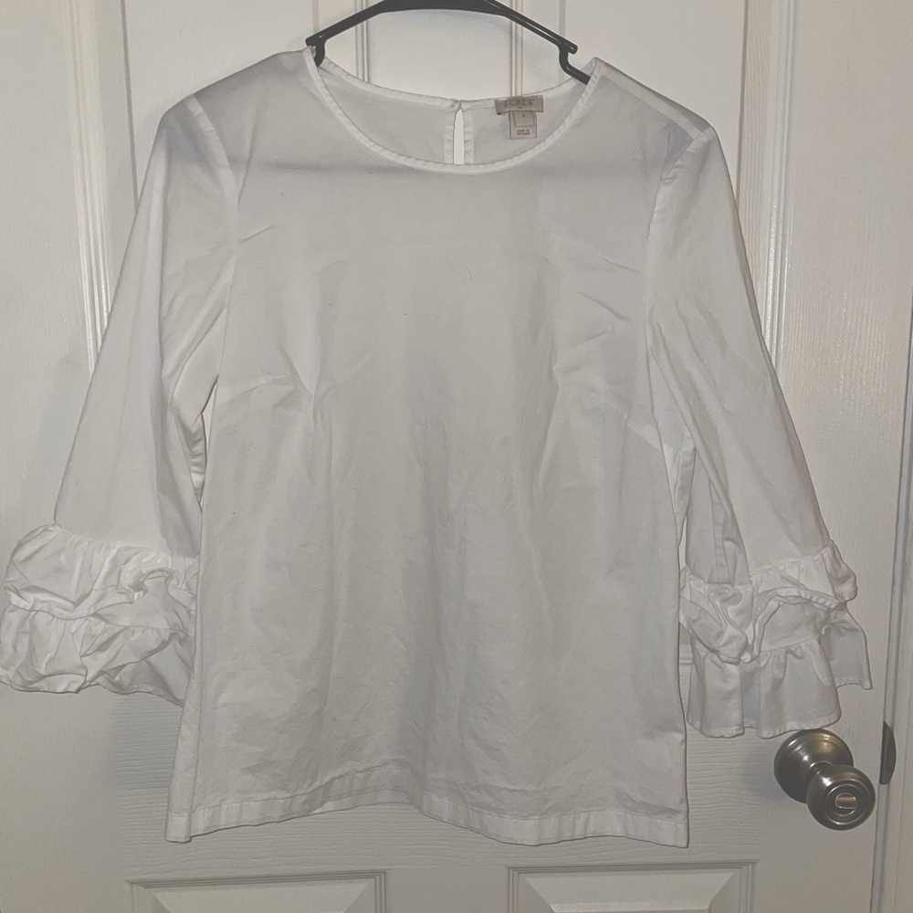 J Crew White 3/4 Sleeve Top